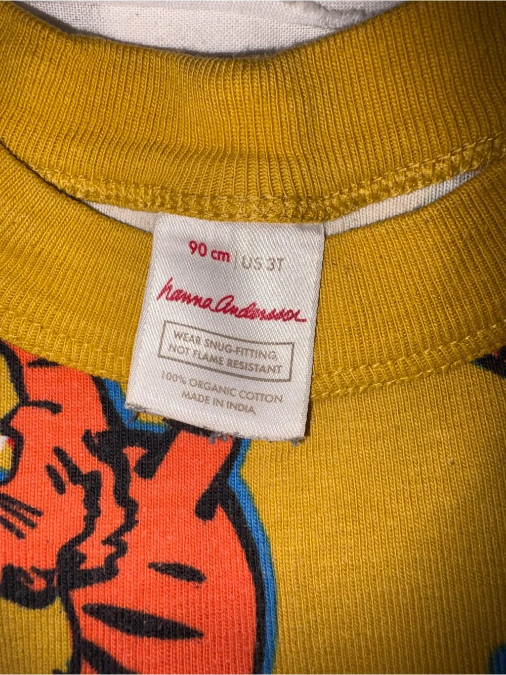 Hanna Andersson Yellow Pajama Set with Orange Tiger Print